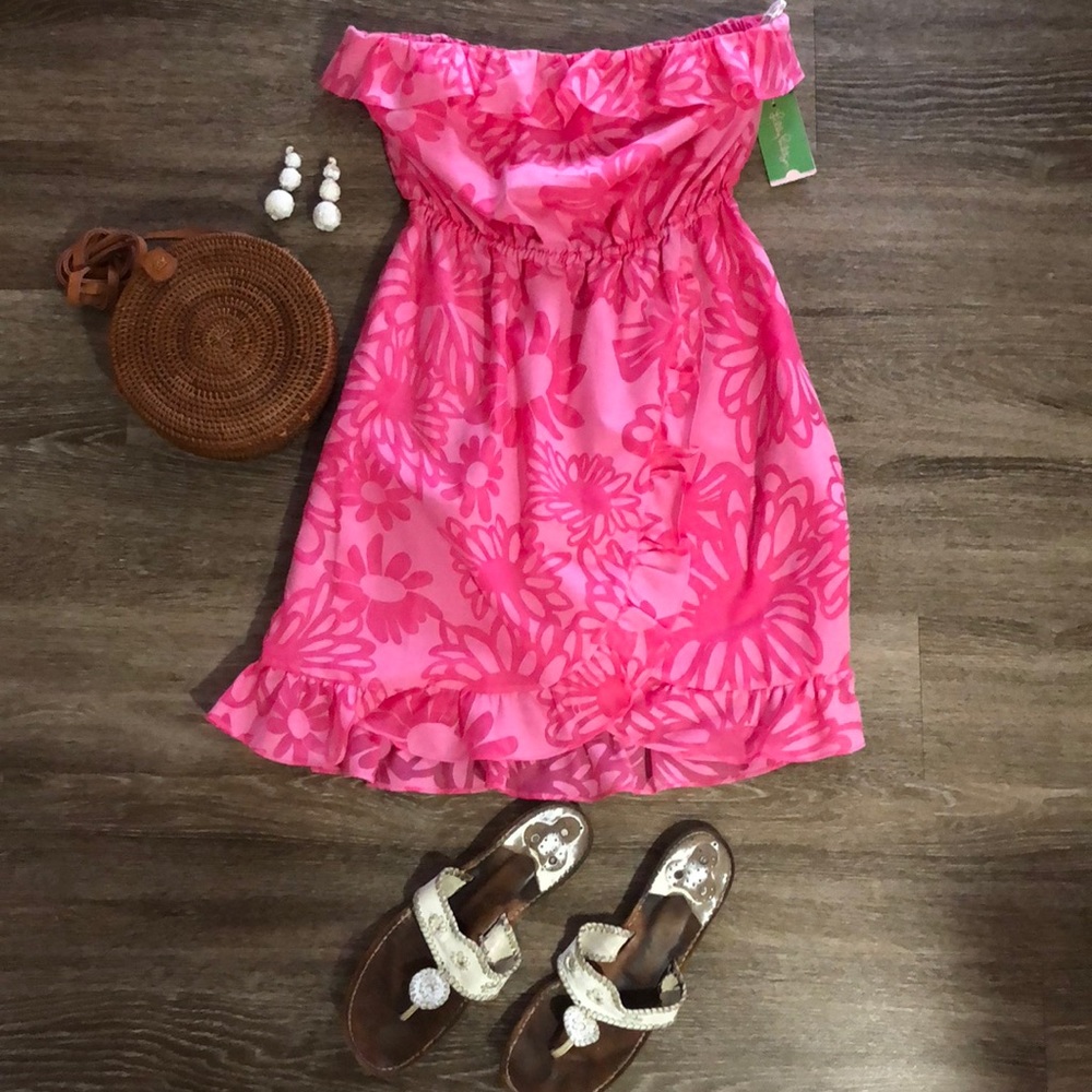 Strapless ruffle dress
